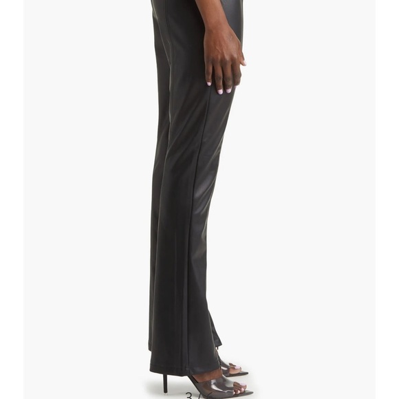 TOPSHOP Black Faux Leather Flare Pants Zipper Retro Goth Women’s Size 6 NEW - Picture 6 of 13